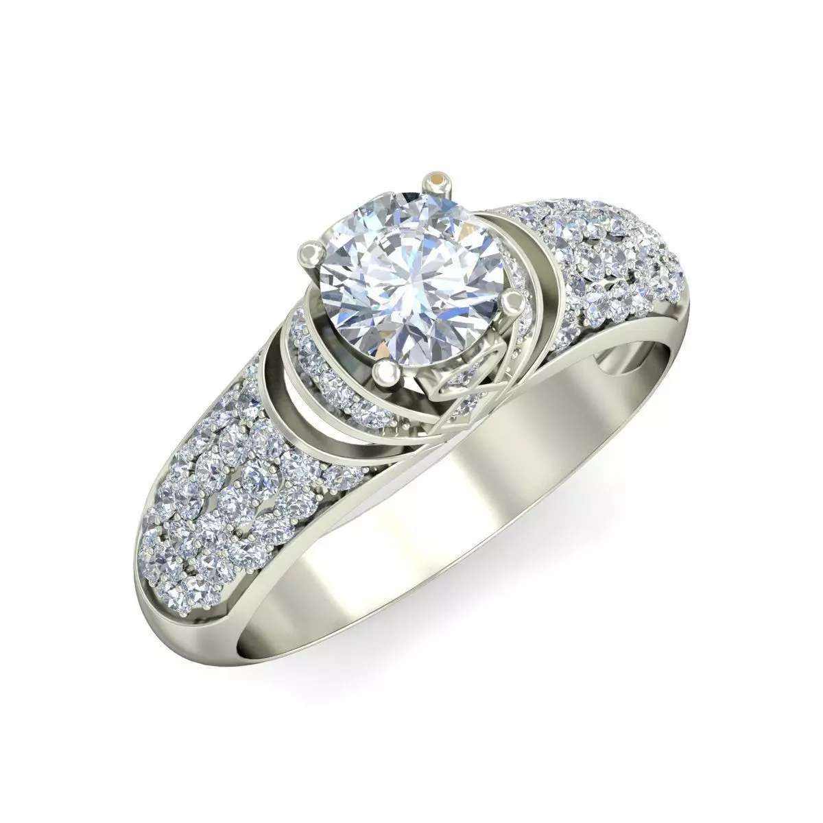 Solitaire Engagement Art Deco Ring 3D print model_0