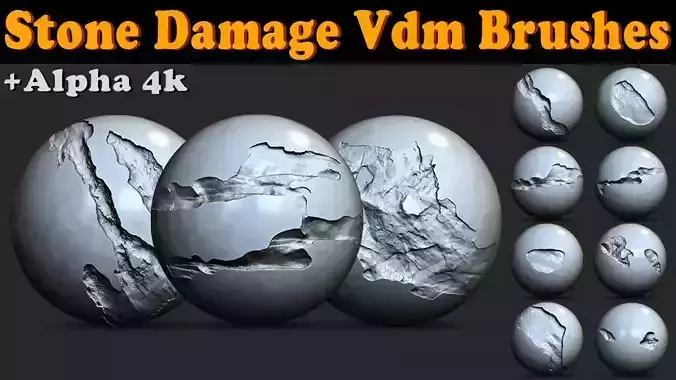 Stone Damage VDM Brushes with Alpha