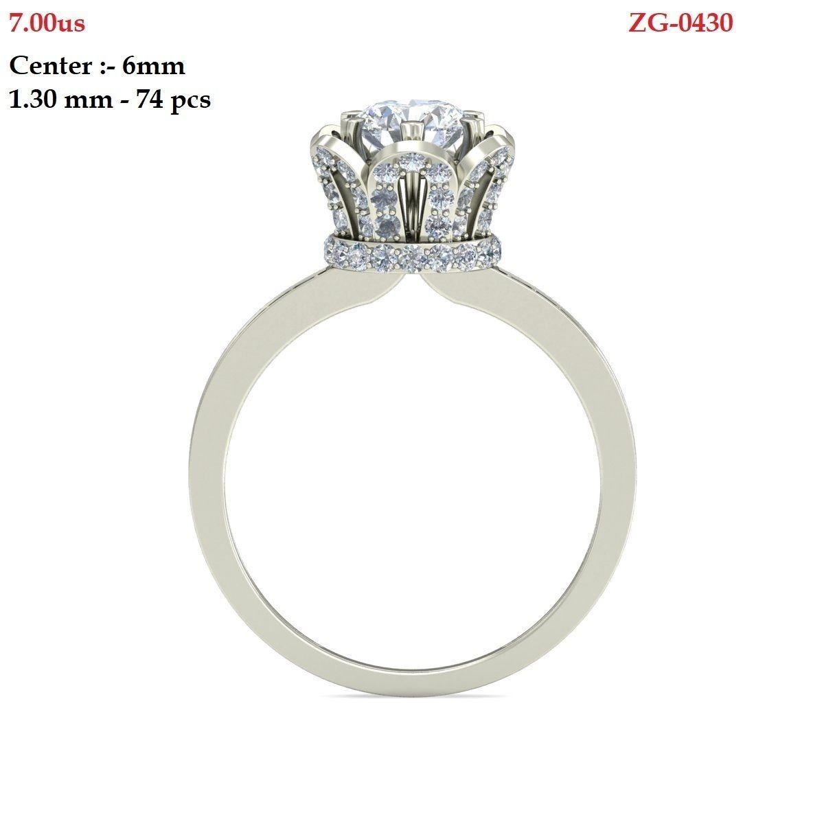 Solitair Ring 3D print model_3