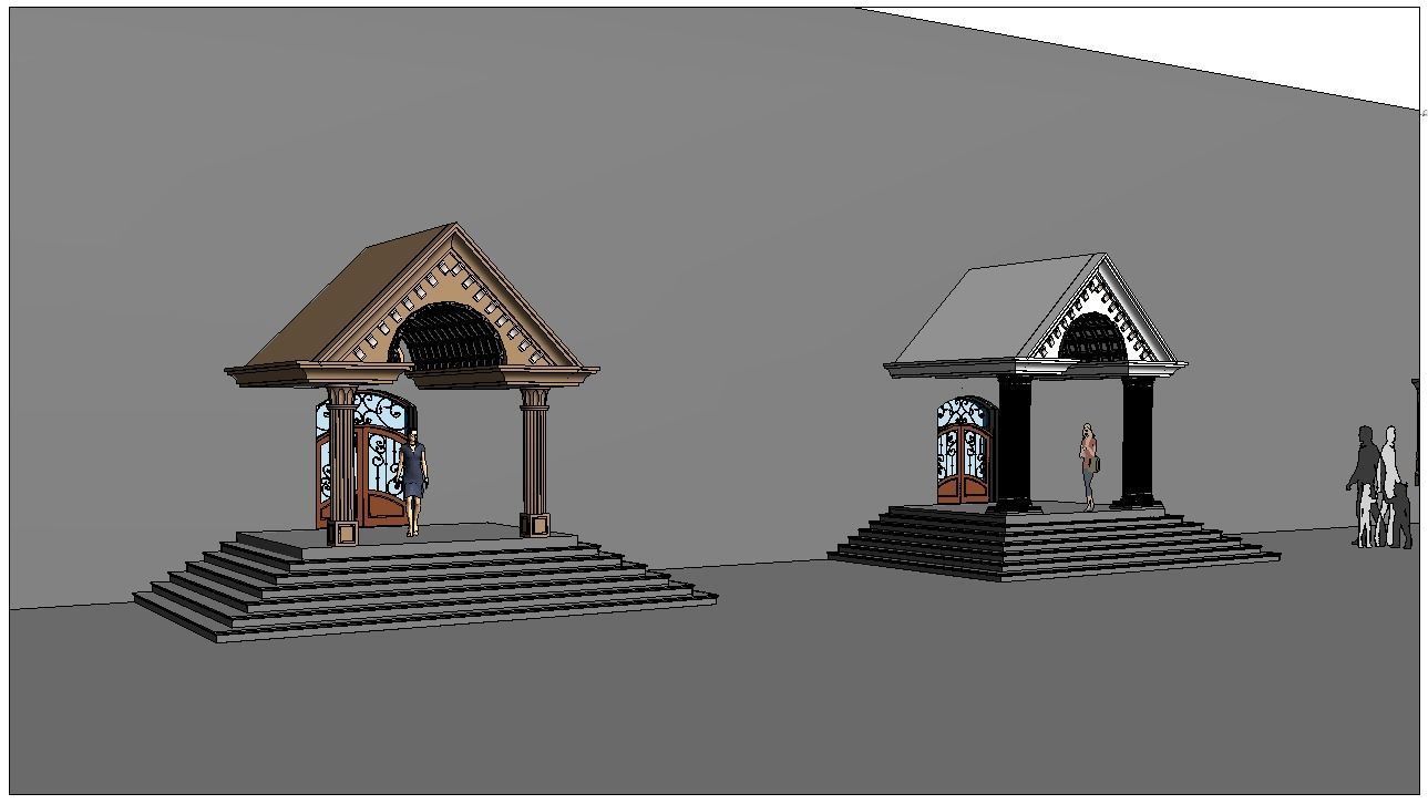 Classical Entrance and Revit Colum family  Low-poly 3D model_2