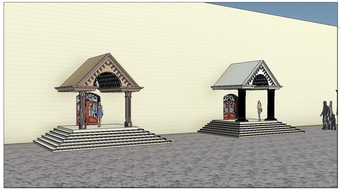 Classical Entrance and Revit Colum family  Low-poly 3D model_3