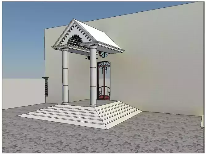 Classical Entrance and Revit Colum family  Low-poly 3D model