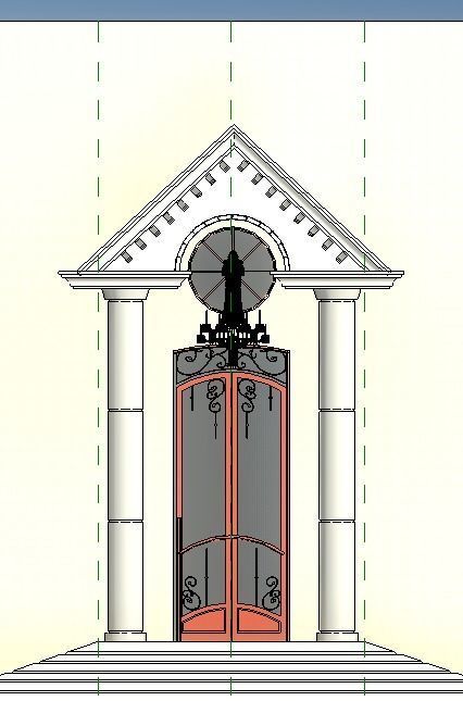 Classical Entrance and Revit Colum family  Low-poly 3D model_6