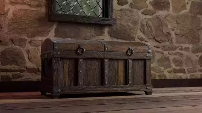 Low-poly chest 3D model Low-poly 3D model