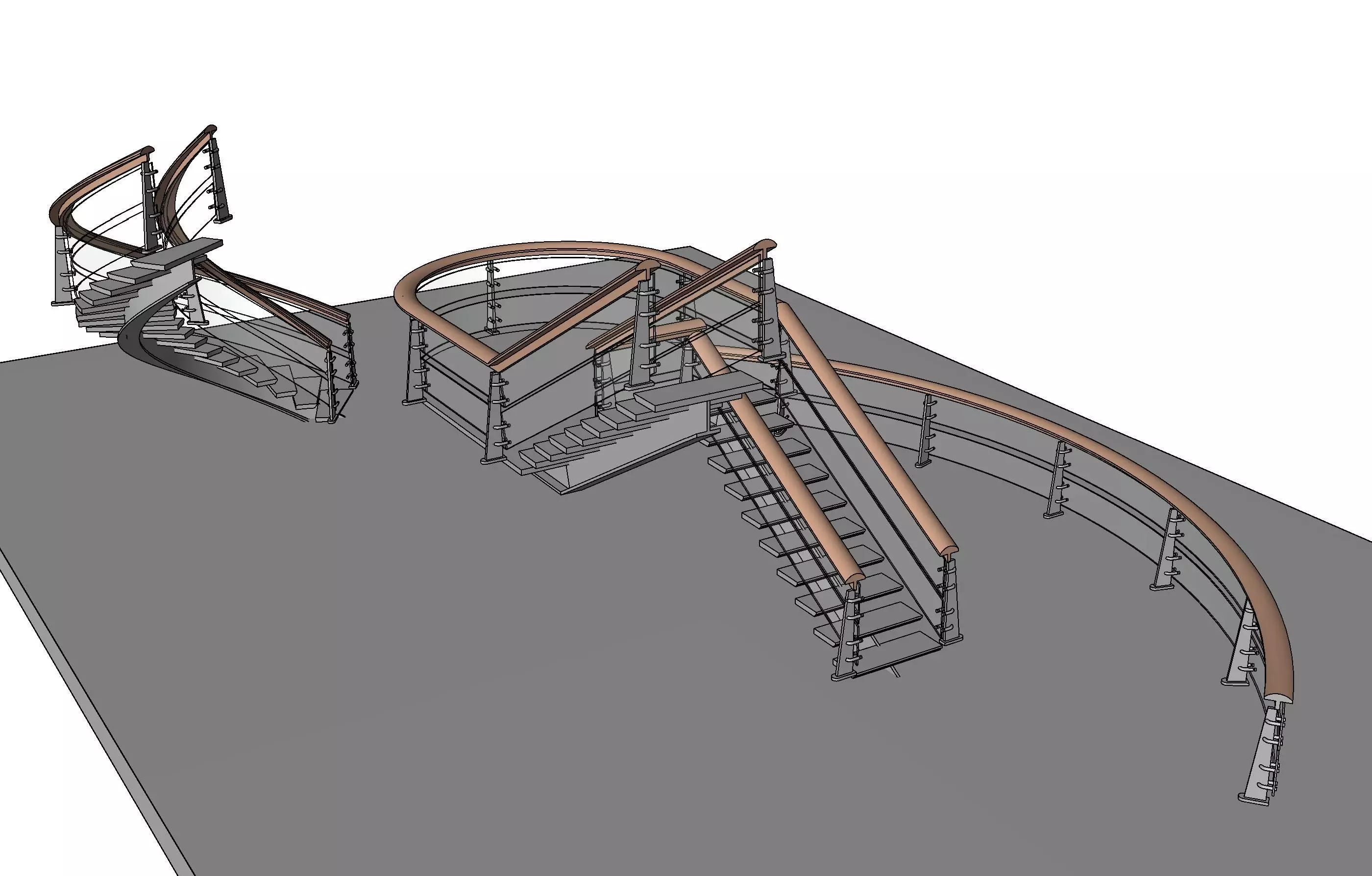 Metal-Wood Stairs 2 3D model
