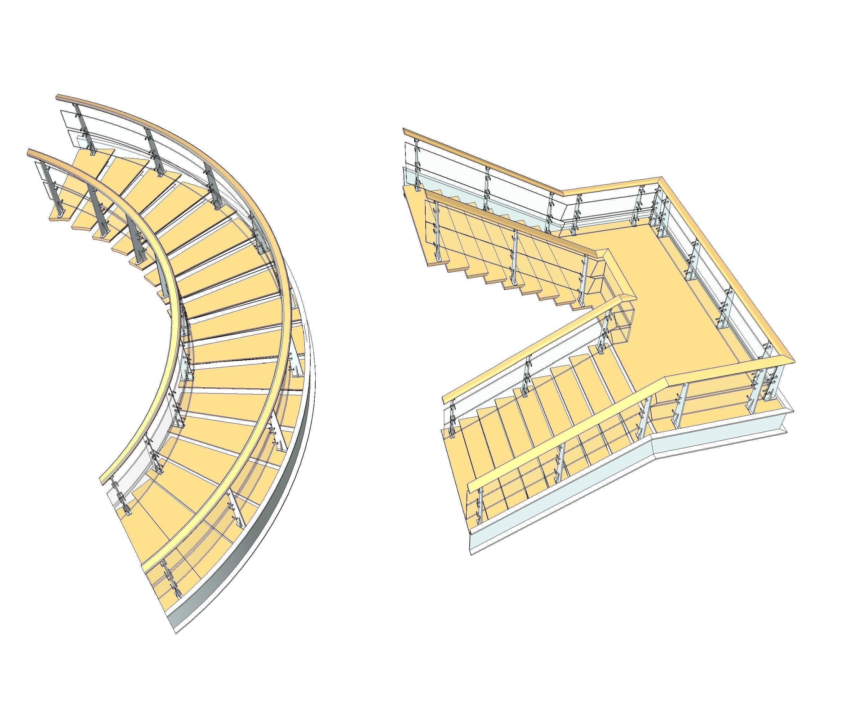 Wood-Metal Stairs 2 3D model_6