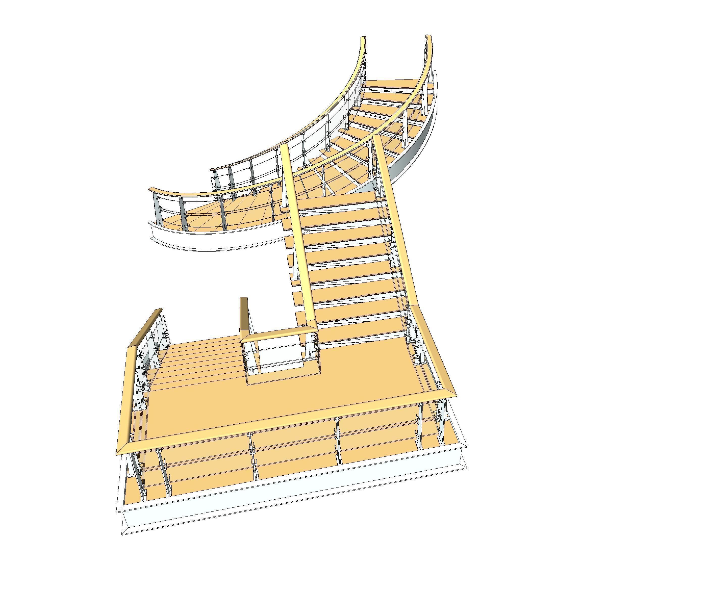 Wood-Metal Stairs 2 3D model_3