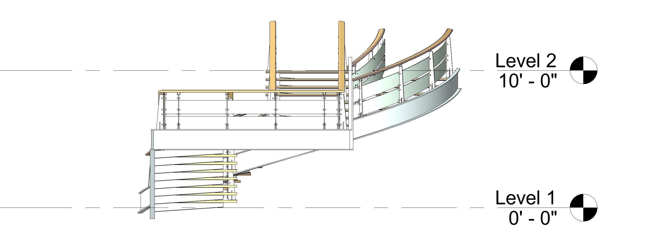 Wood-Metal Stairs 2 3D model_8