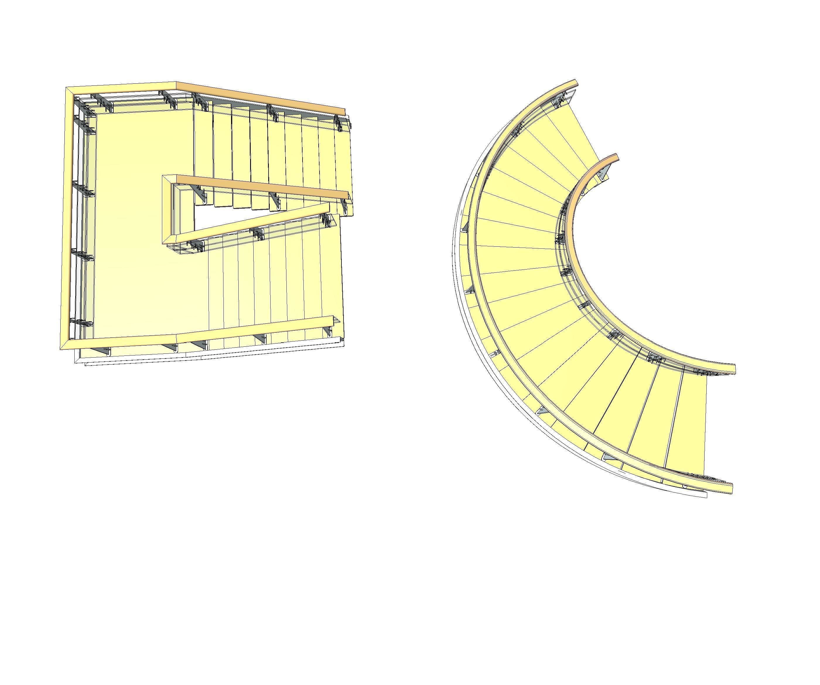 Wood-Metal Stairs 2 3D model_4