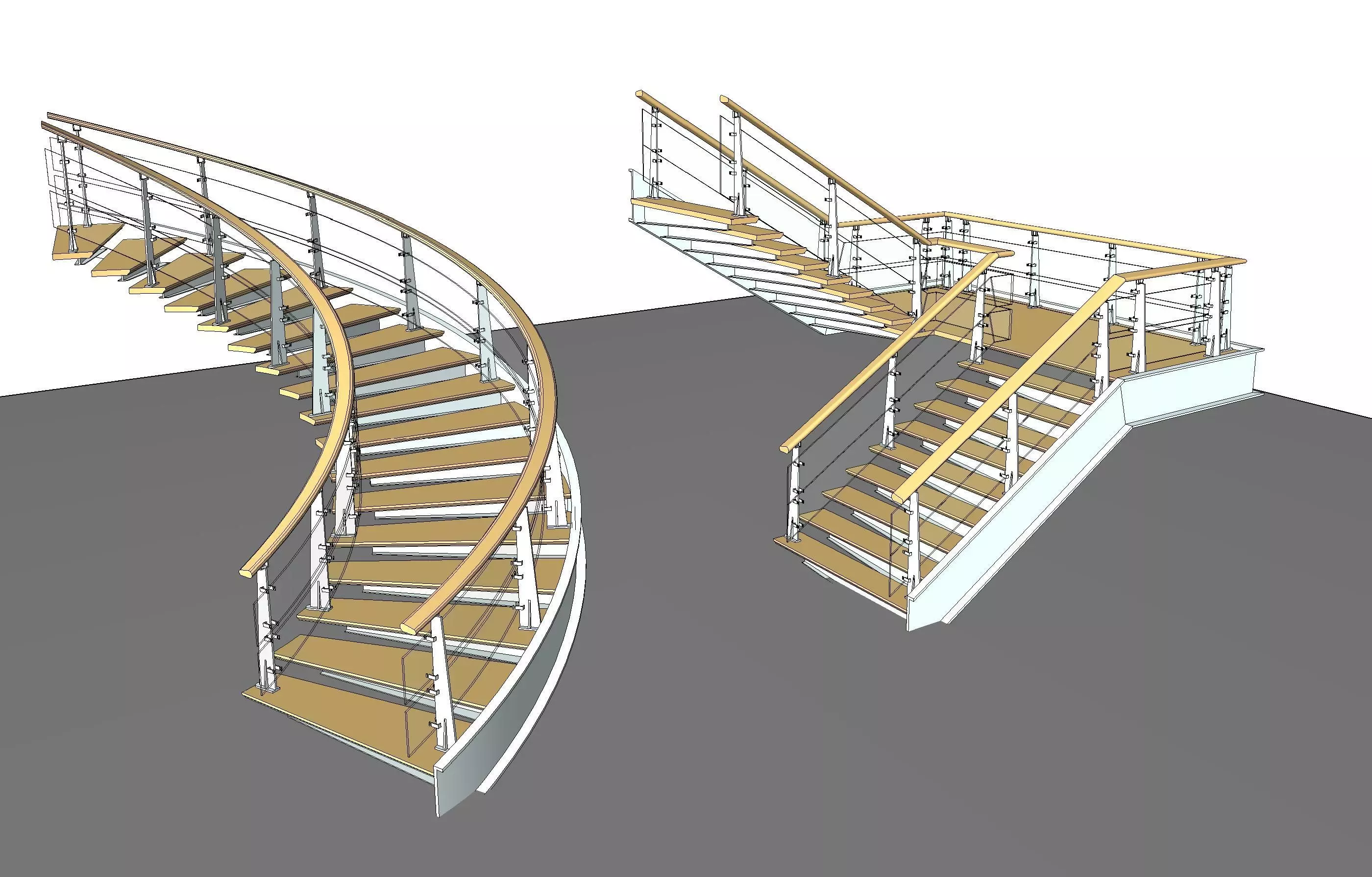 Wood-Metal Stairs 2 3D model_0