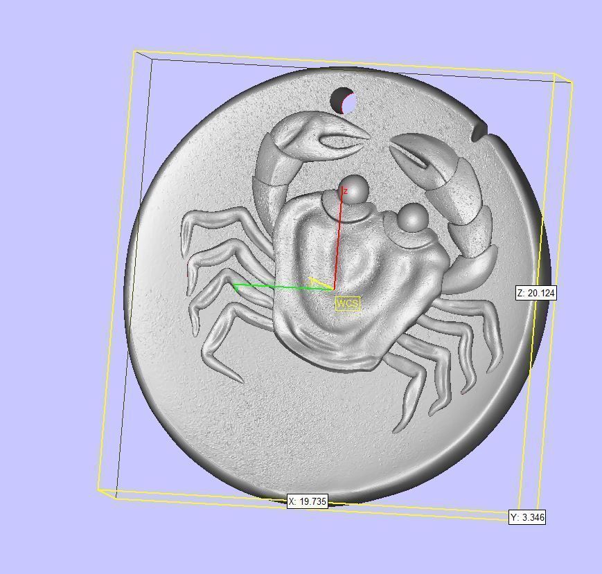Zodiaque medal Cancer 3D print model_6