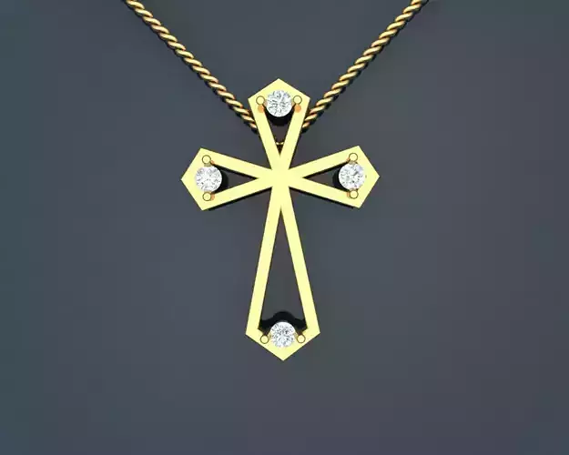 Pendent Cross with Jesus with diamonds  3D print model
