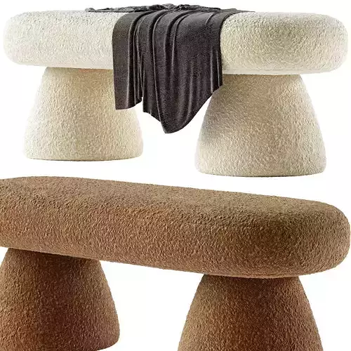 Armless Backless Solid Color Upholstered Modern Bedroom Bench