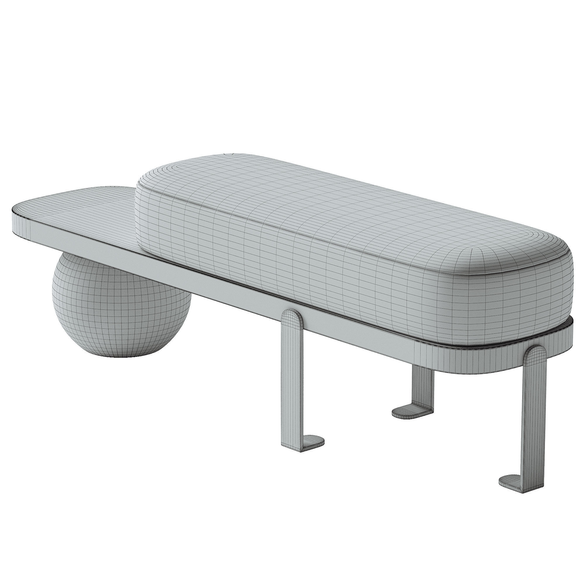 Solid Color Modern Upholstered Entryway Bench 3D model_2