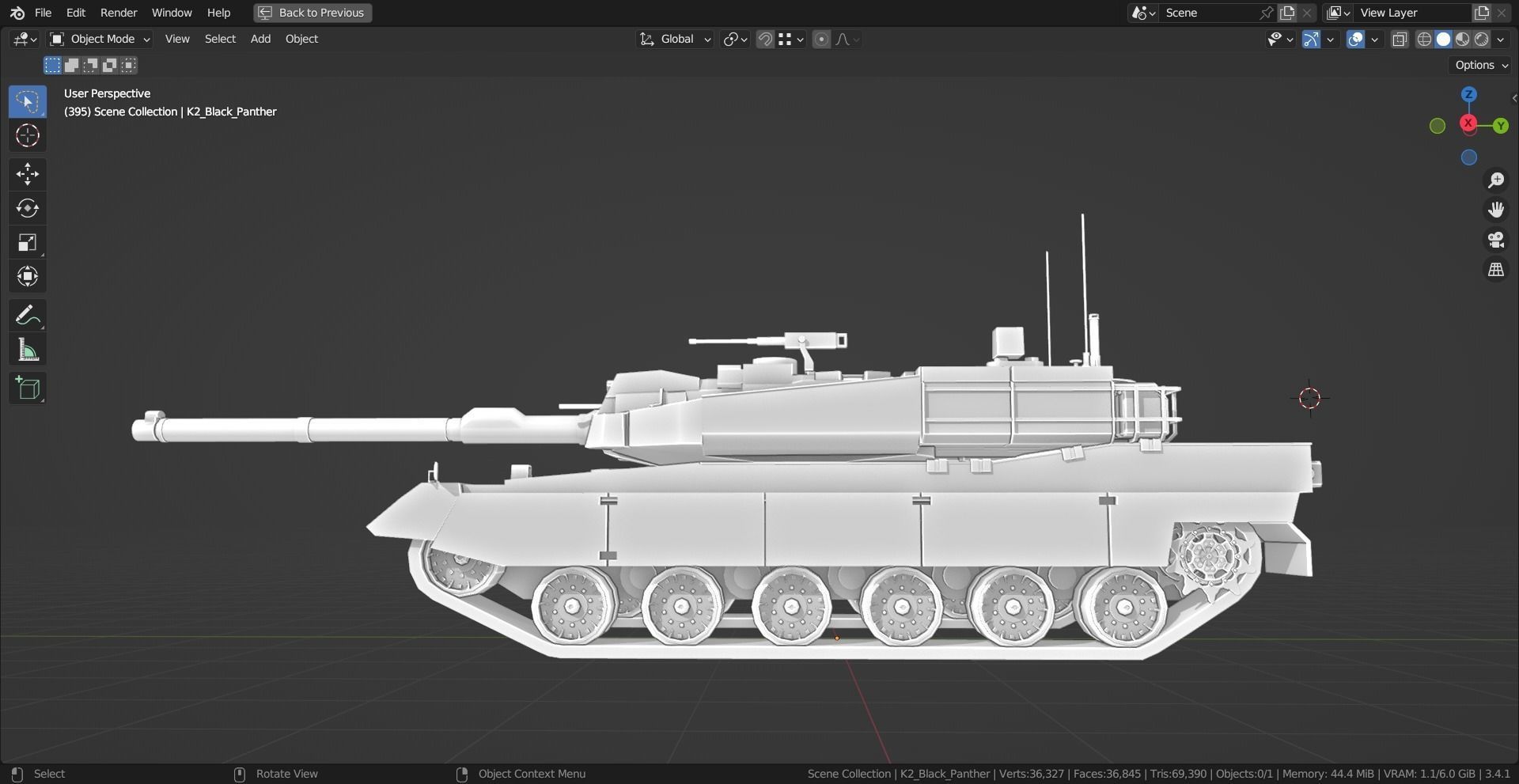 K2 Black Panther TANK BASE MESH Low-poly 3D model_8