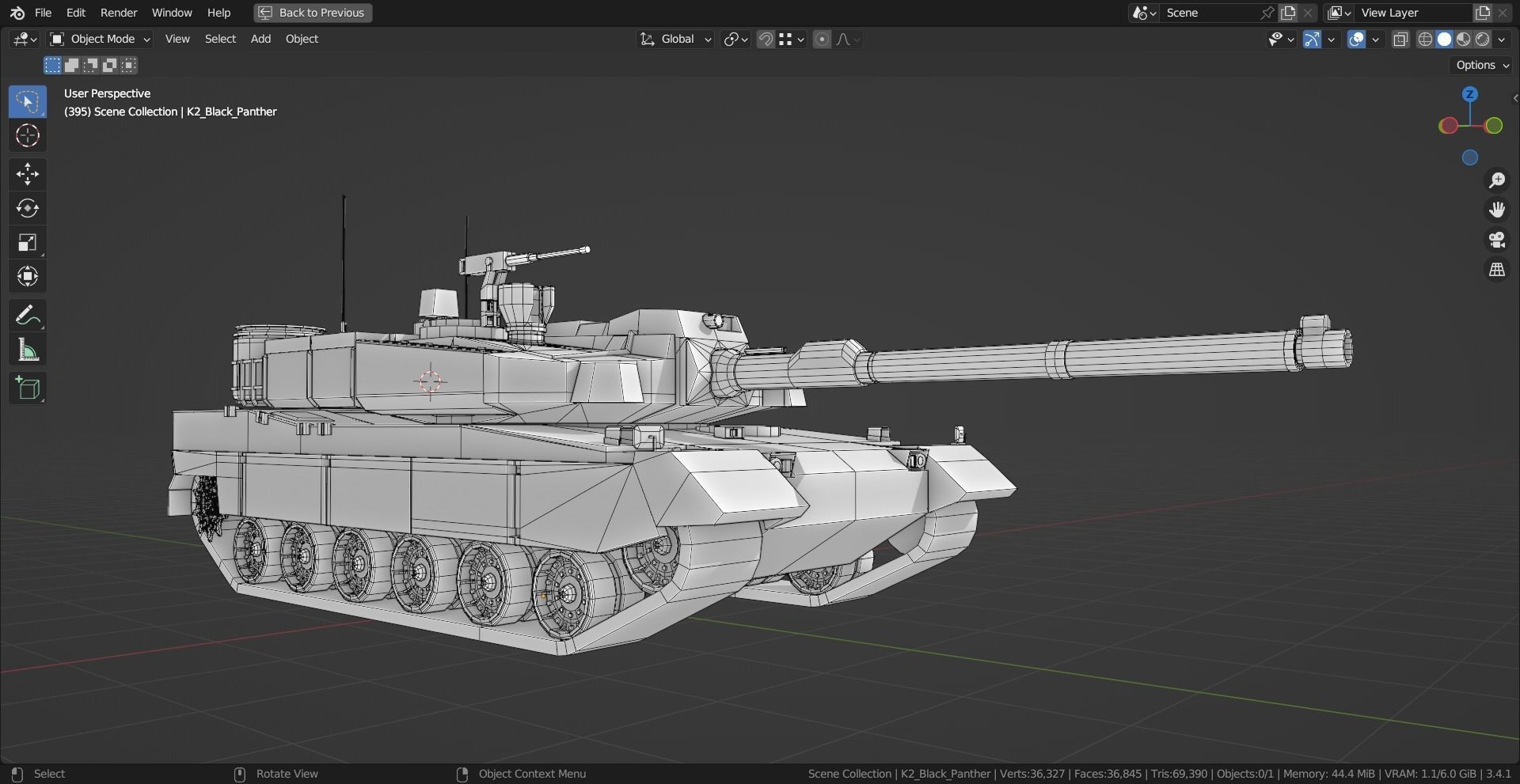 K2 Black Panther TANK BASE MESH Low-poly 3D model_10