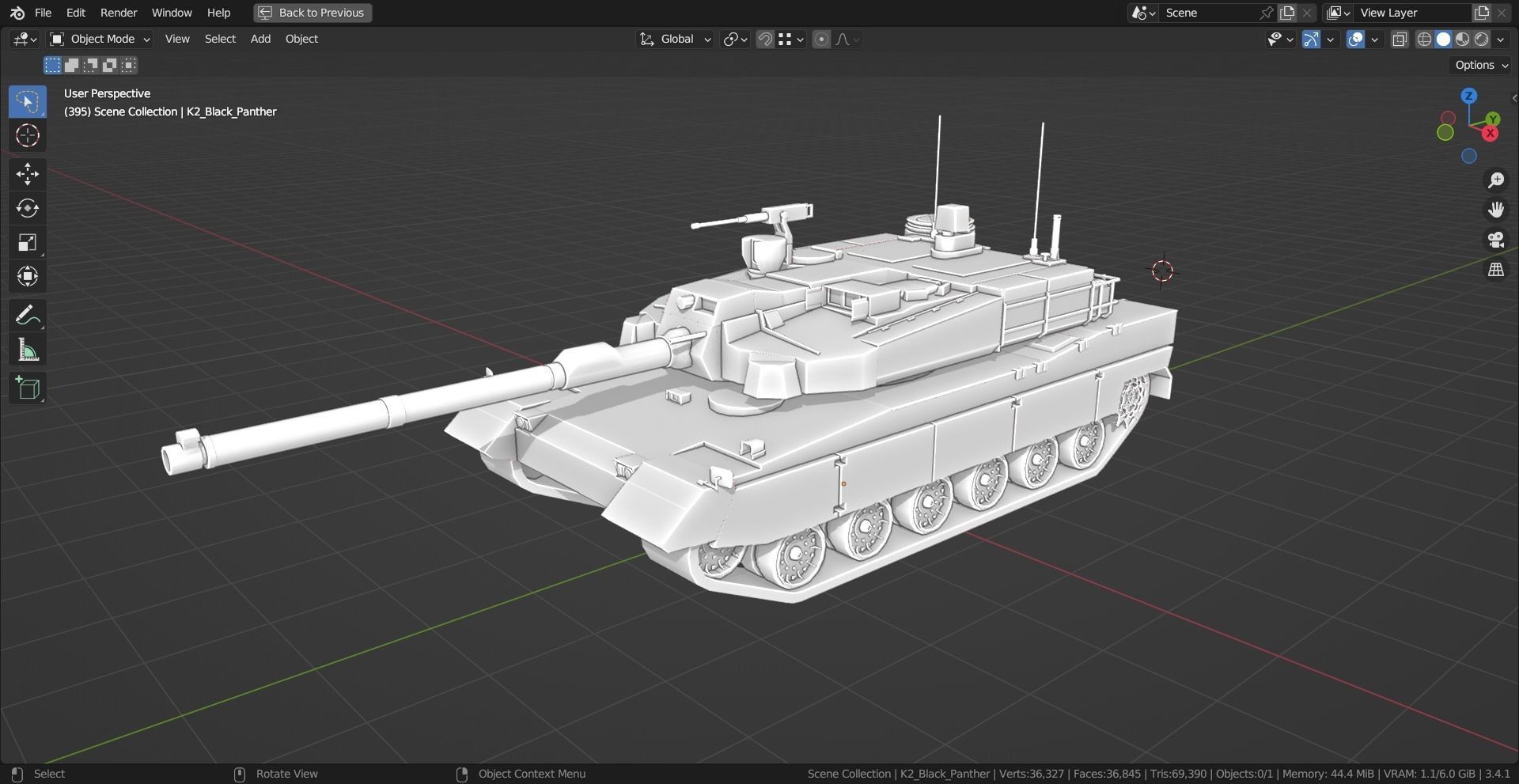 K2 Black Panther TANK BASE MESH Low-poly 3D model_3