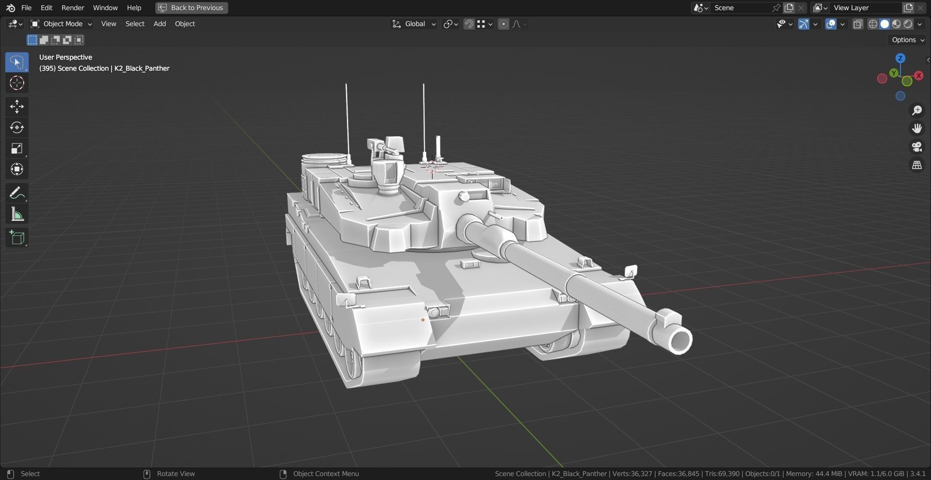 K2 Black Panther TANK BASE MESH Low-poly 3D model_4