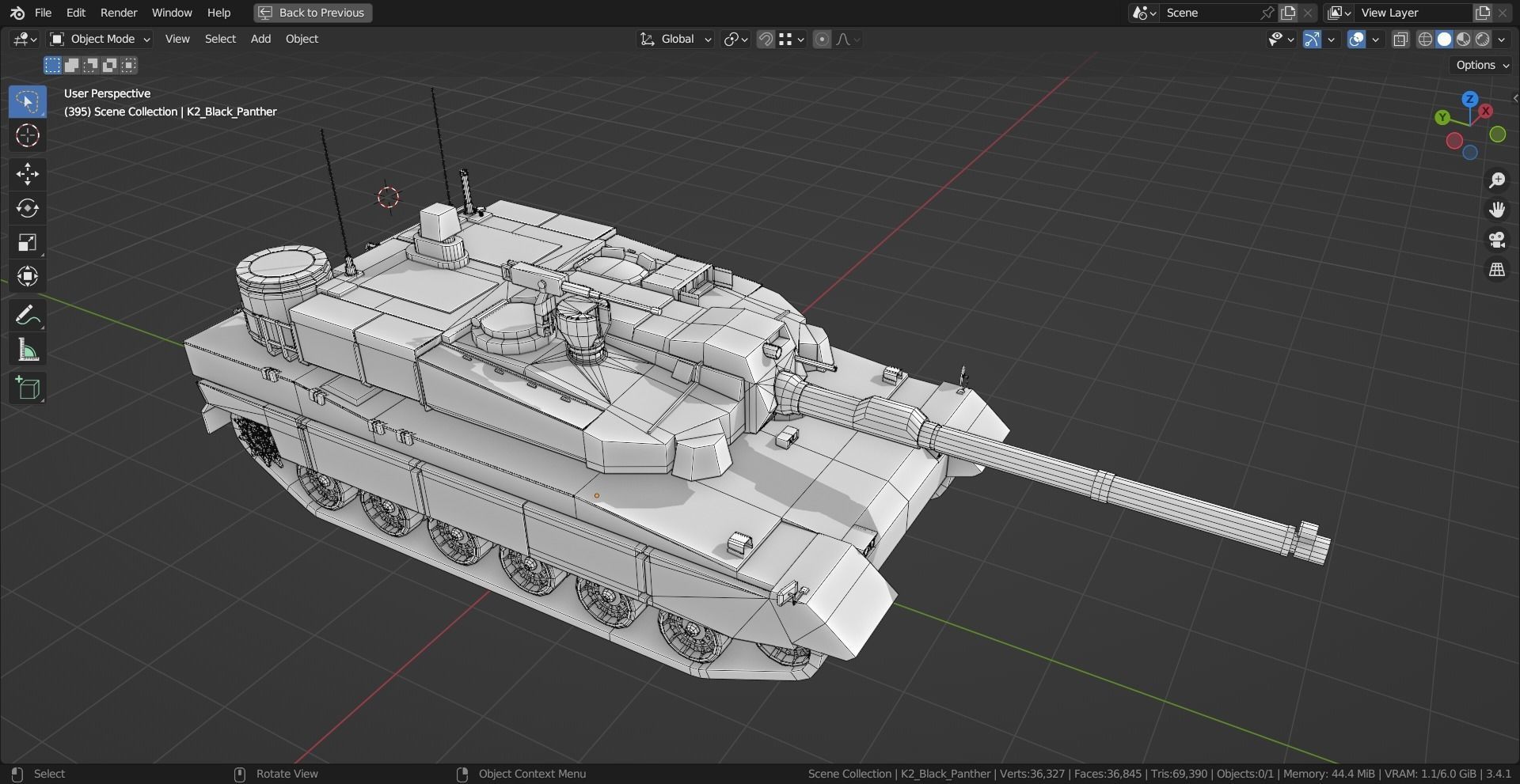 K2 Black Panther TANK BASE MESH Low-poly 3D model_2
