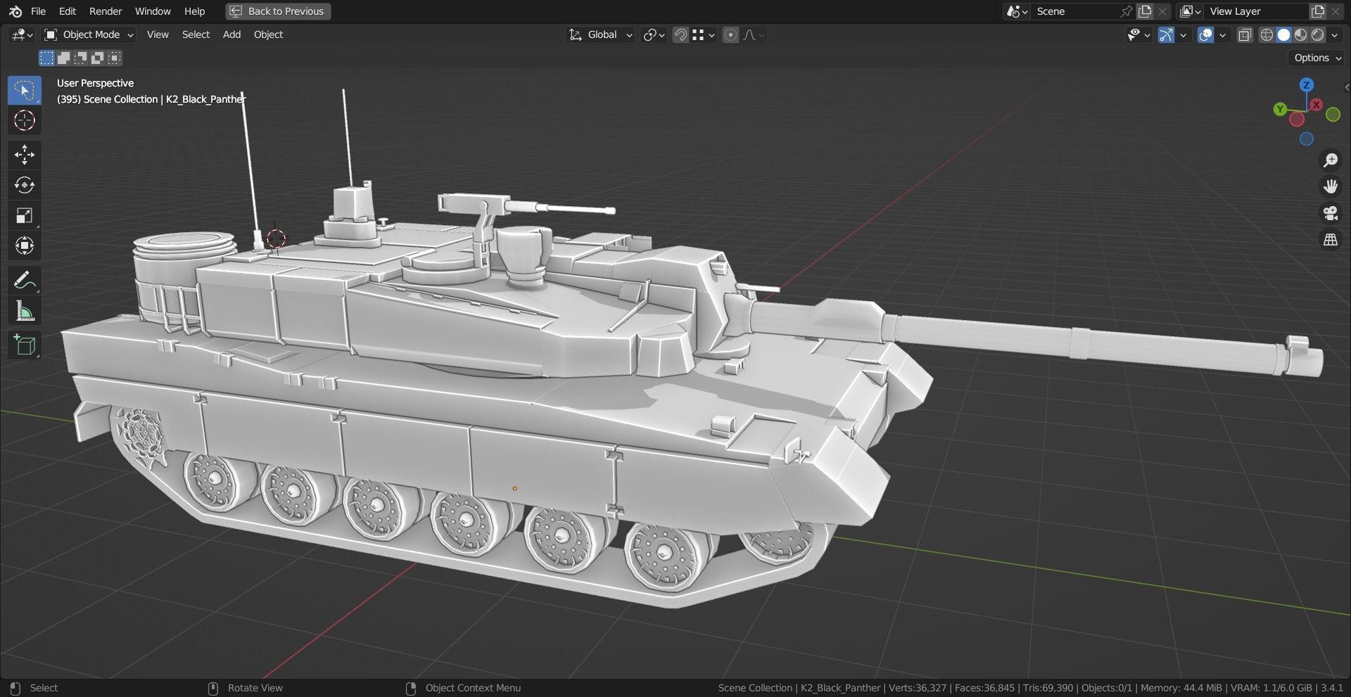K2 Black Panther TANK BASE MESH Low-poly 3D model_5