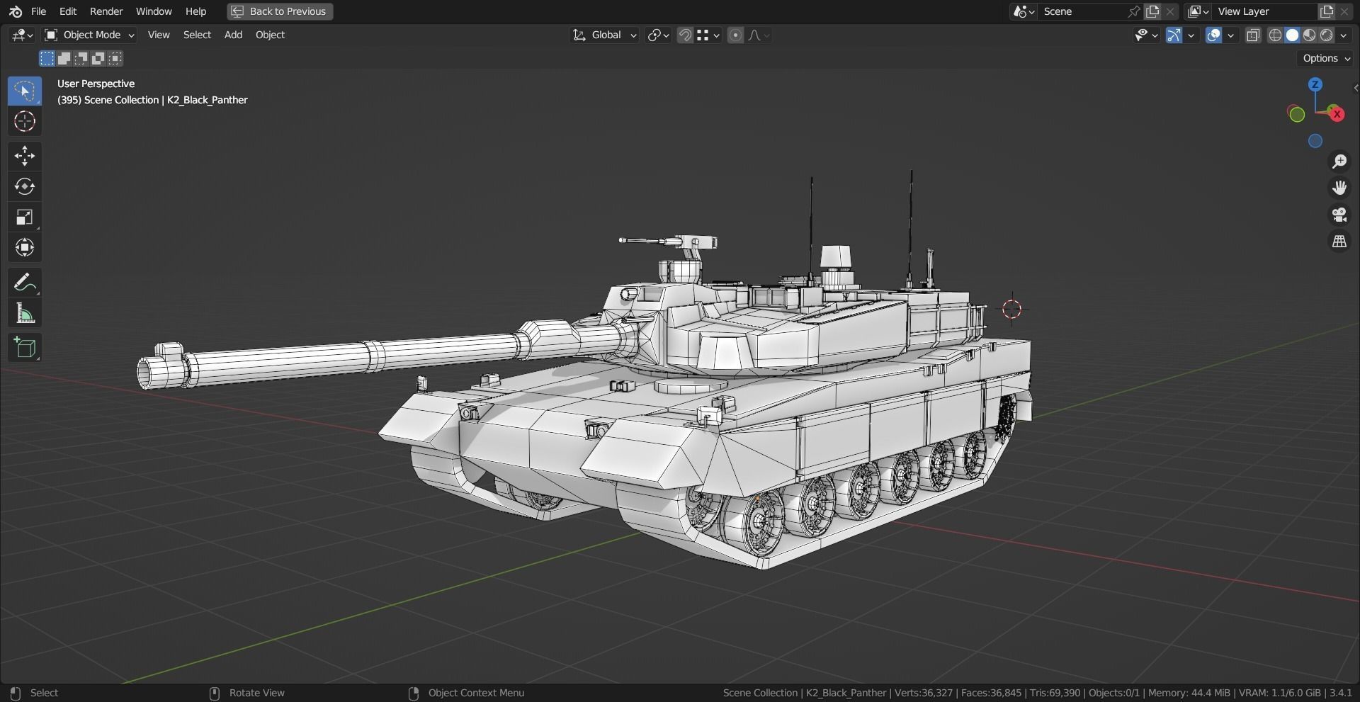 K2 Black Panther TANK BASE MESH Low-poly 3D model_9