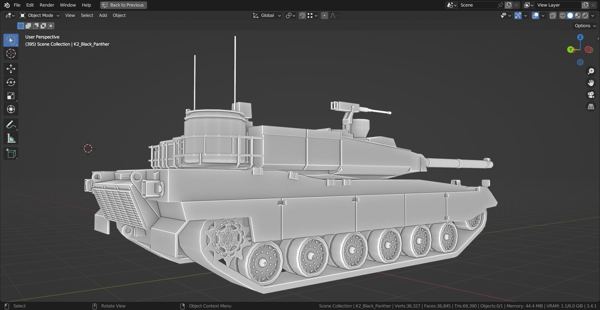 K2 Black Panther TANK BASE MESH Low-poly 3D model_6
