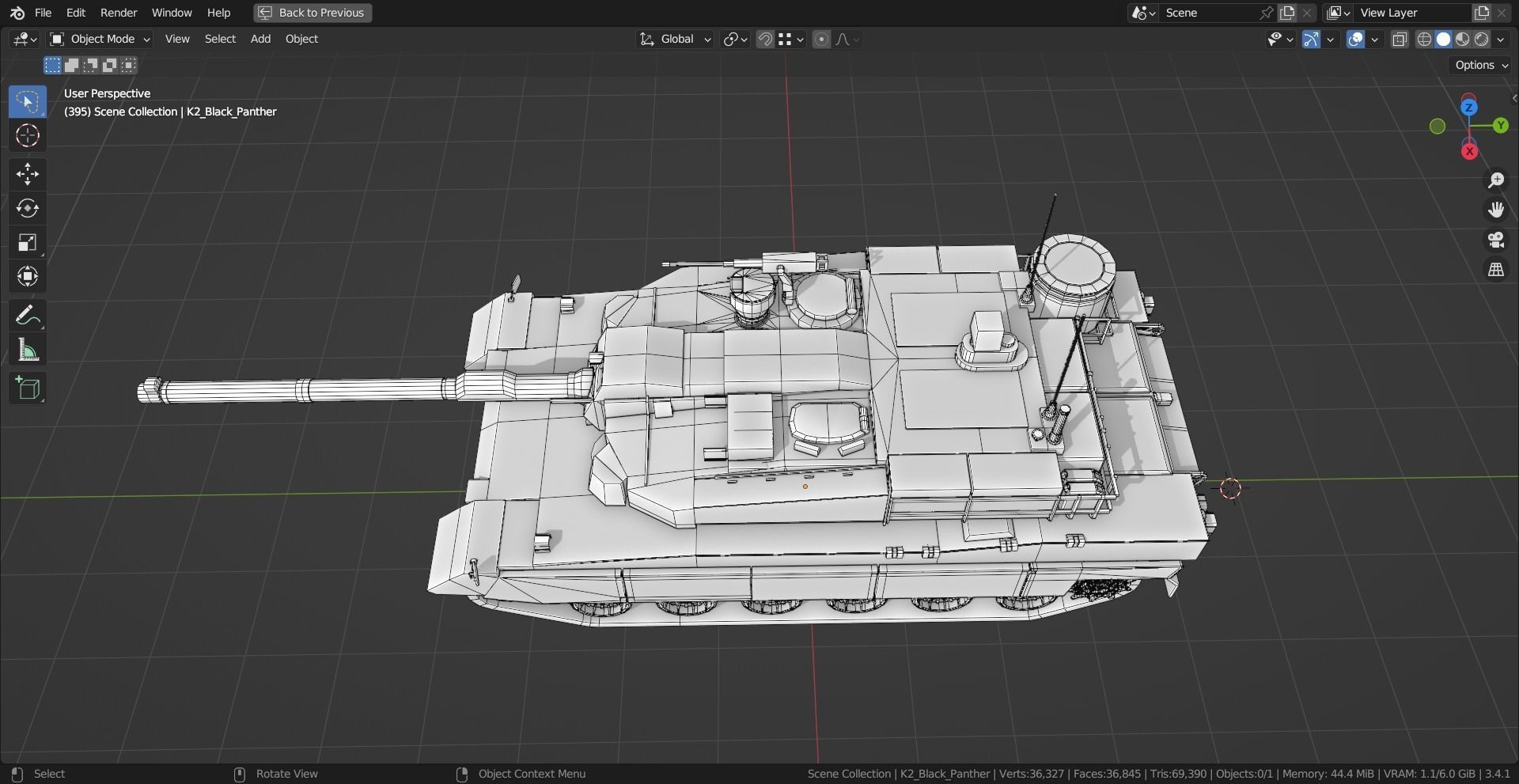 K2 Black Panther TANK BASE MESH Low-poly 3D model_1
