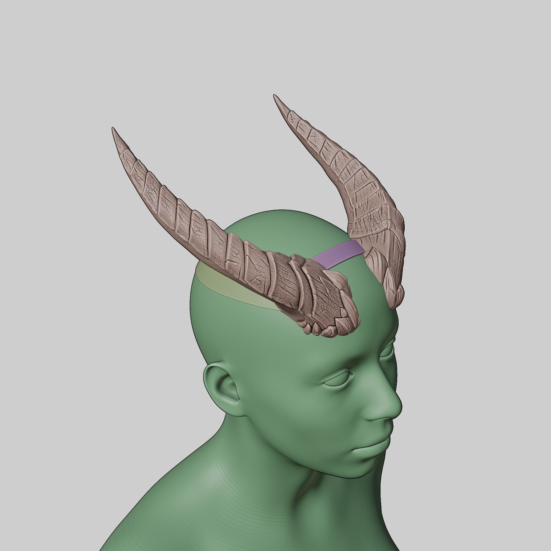 Fantasy Baleful Spikes Horns Set Baldurs Gate 3 3D print model_13