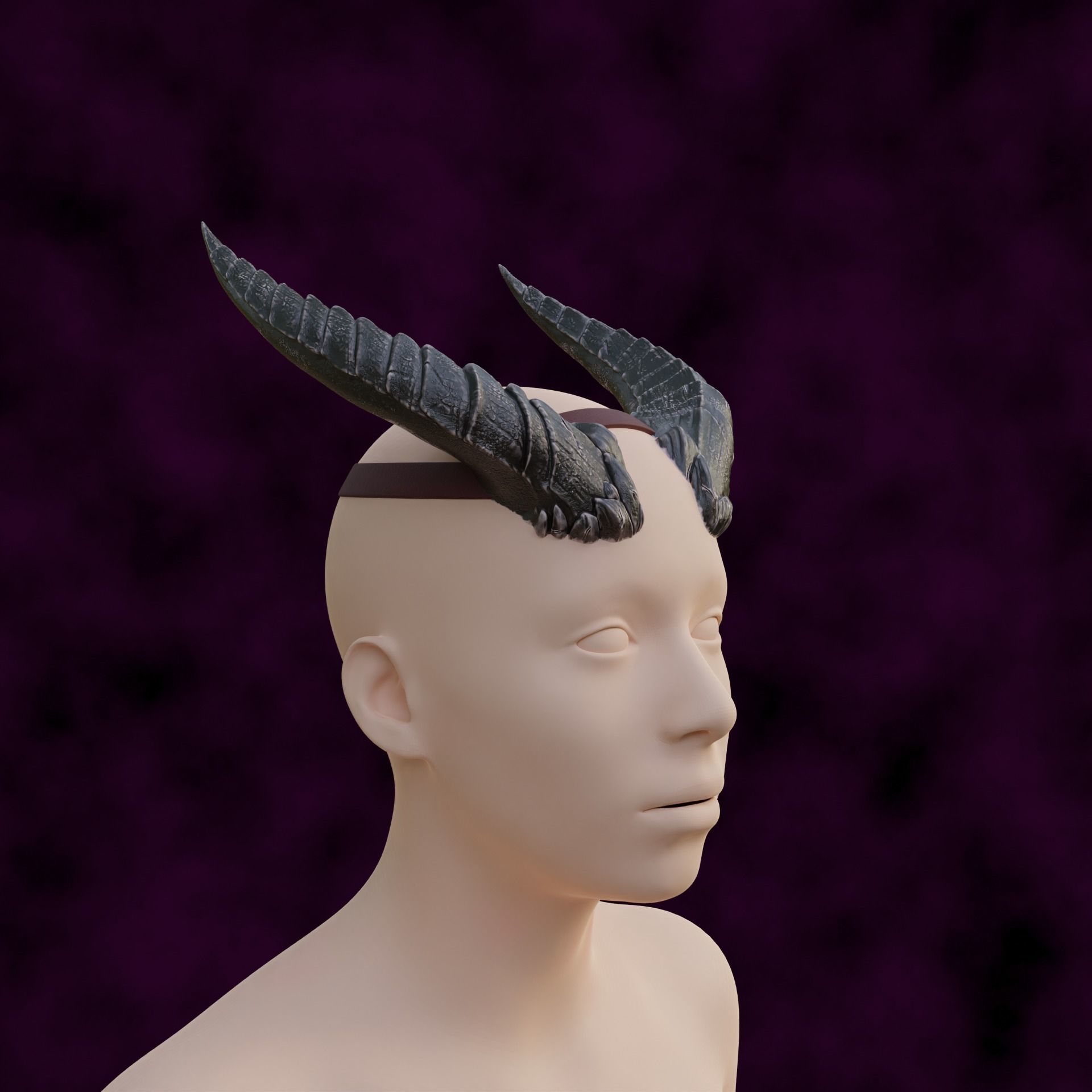 Fantasy Baleful Spikes Horns Set Baldurs Gate 3 3D print model_3