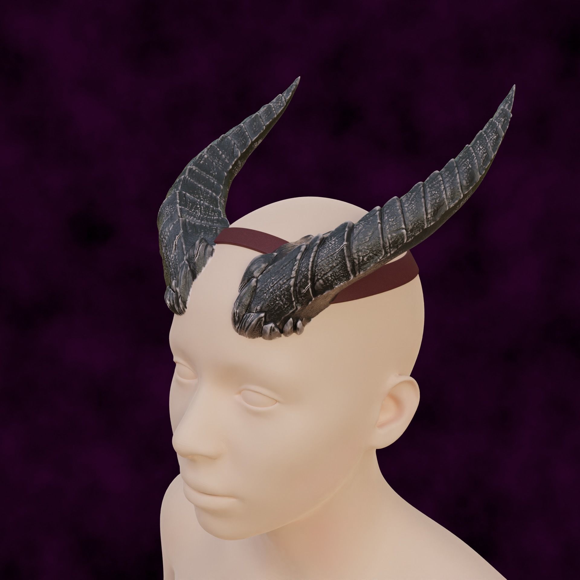 Fantasy Baleful Spikes Horns Set Baldurs Gate 3 3D print model_7