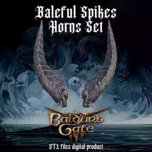 Fantasy Baleful Spikes Horns Set Baldurs Gate 3 3D print model