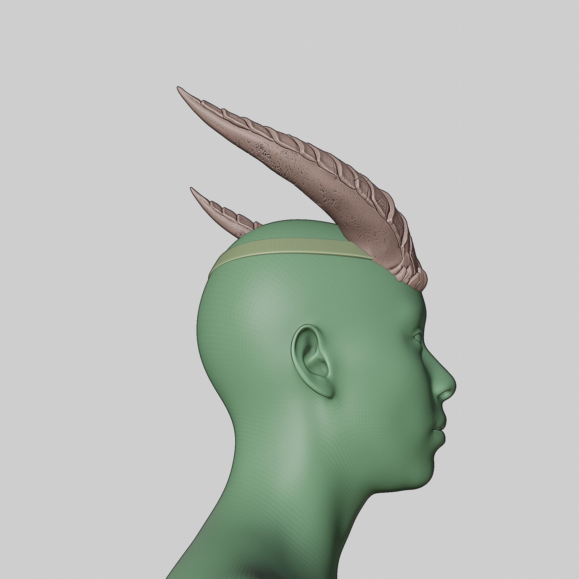 Fantasy Baleful Spikes Horns Set Baldurs Gate 3 3D print model_12