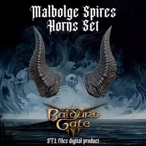 Fantasy Malbolge Spires Horns Set Baldurs Gate 3 3D print model