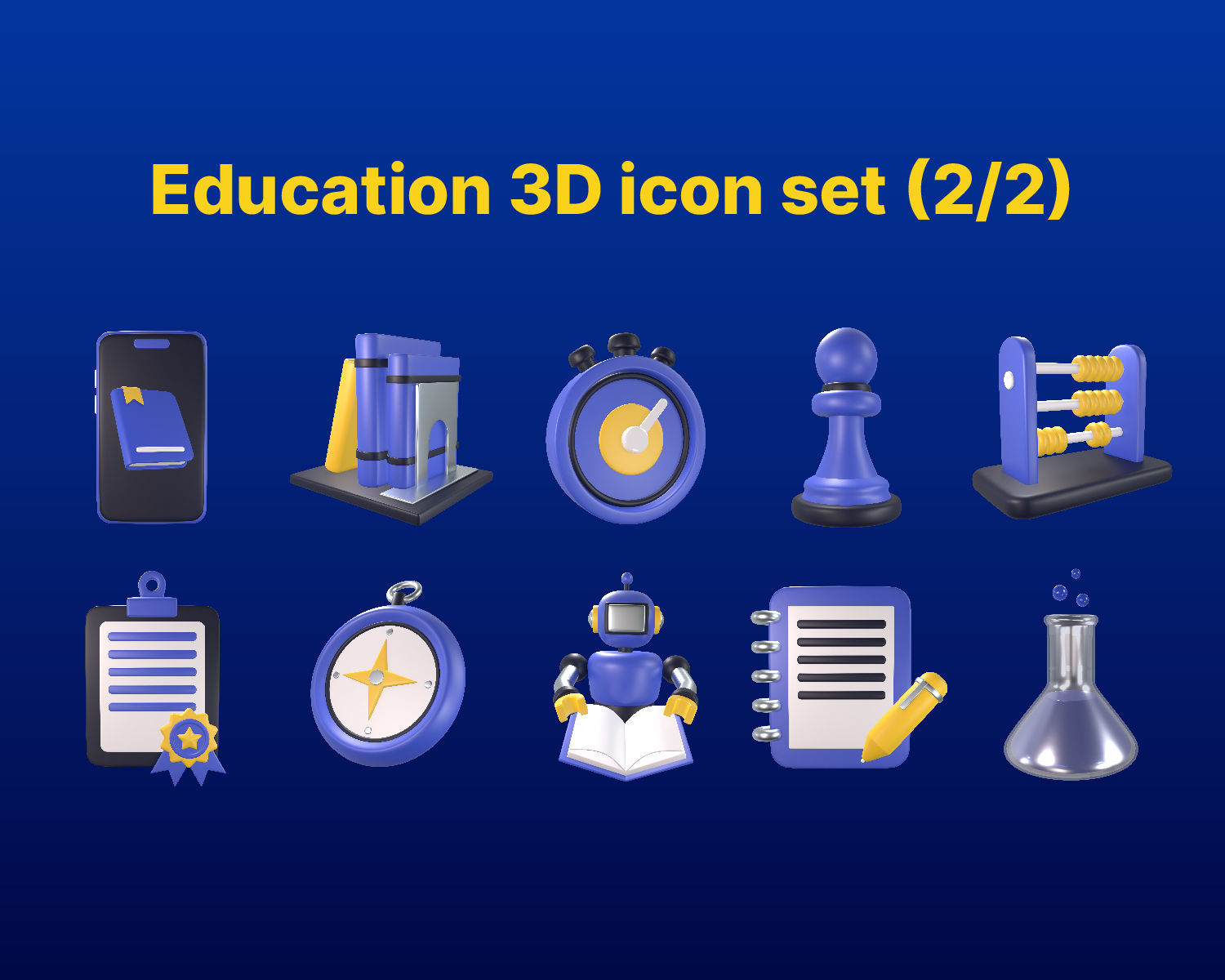 Education 3D icon Set UX UI Web Design Elements 3d rendering  3D model_2