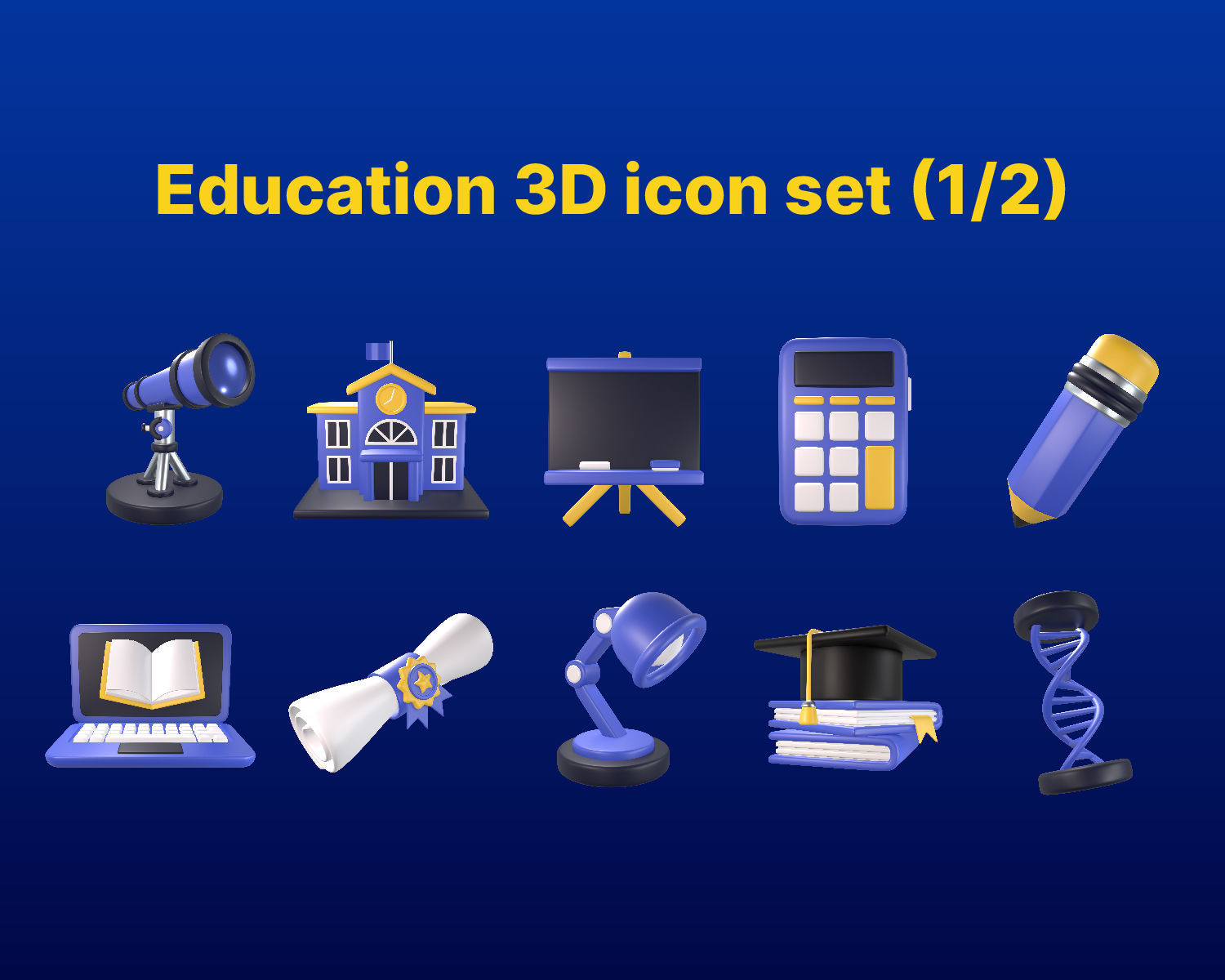 Education 3D icon Set UX UI Web Design Elements 3d rendering  3D model_1