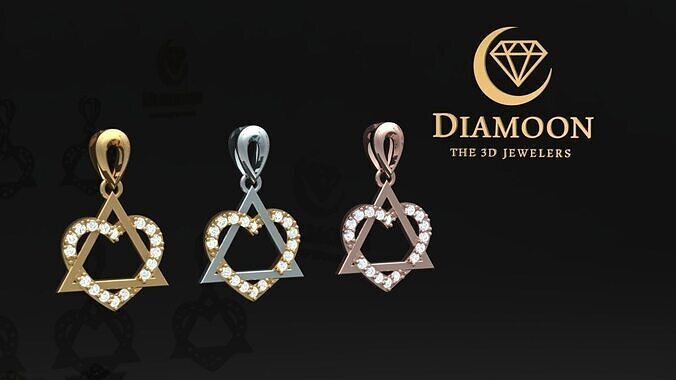 Pendant heart jewelry with Triangle 3D Model 3D print model