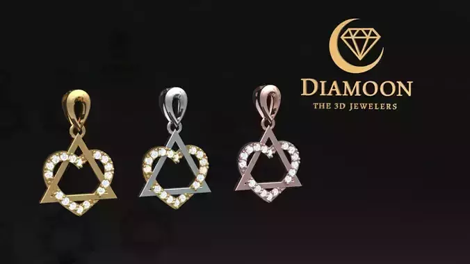 Pendant heart jewelry with Triangle 3D Model