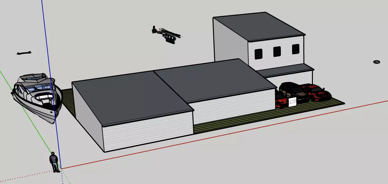 Modern home with cars 3D print model