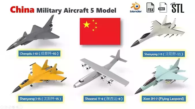 Chinese Aircraft Millitary 3d model Low-poly 3D model