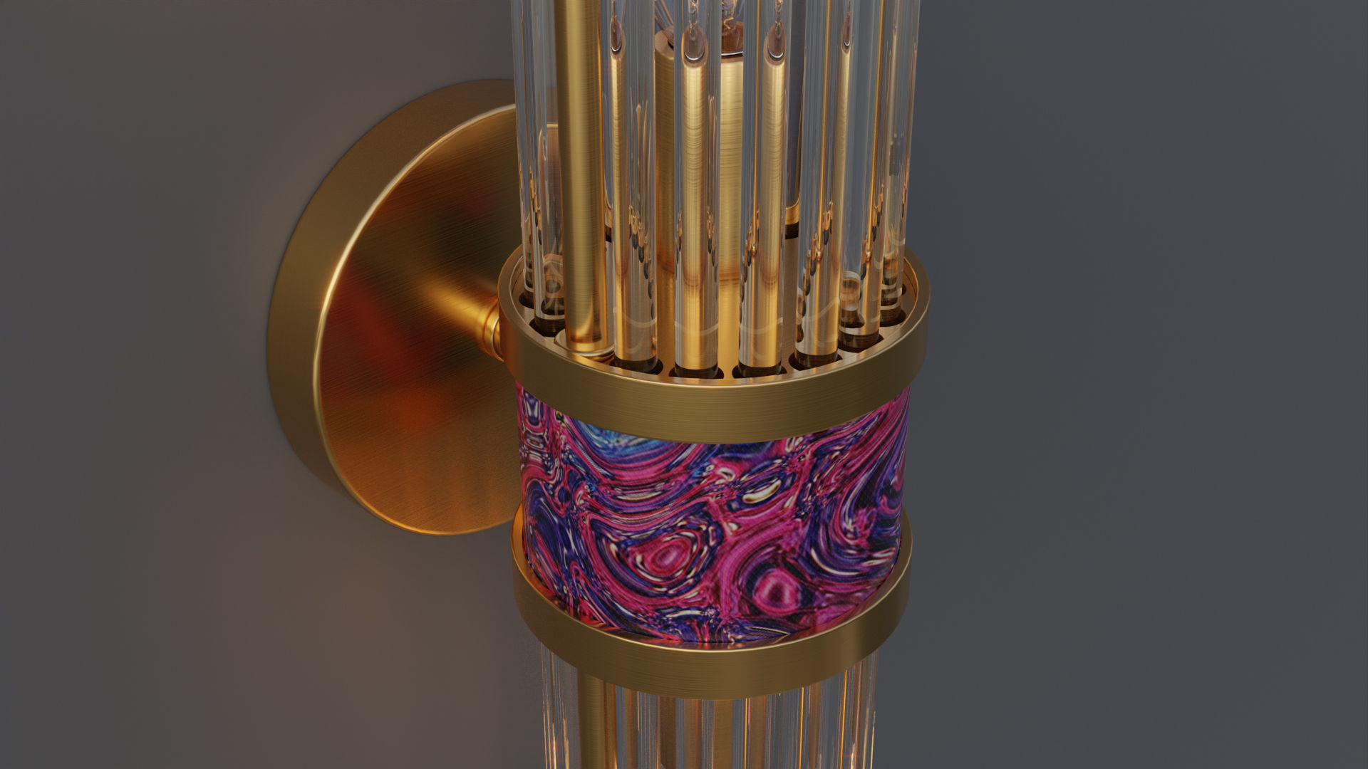 Glass Crystal Wall Light 3D model_5