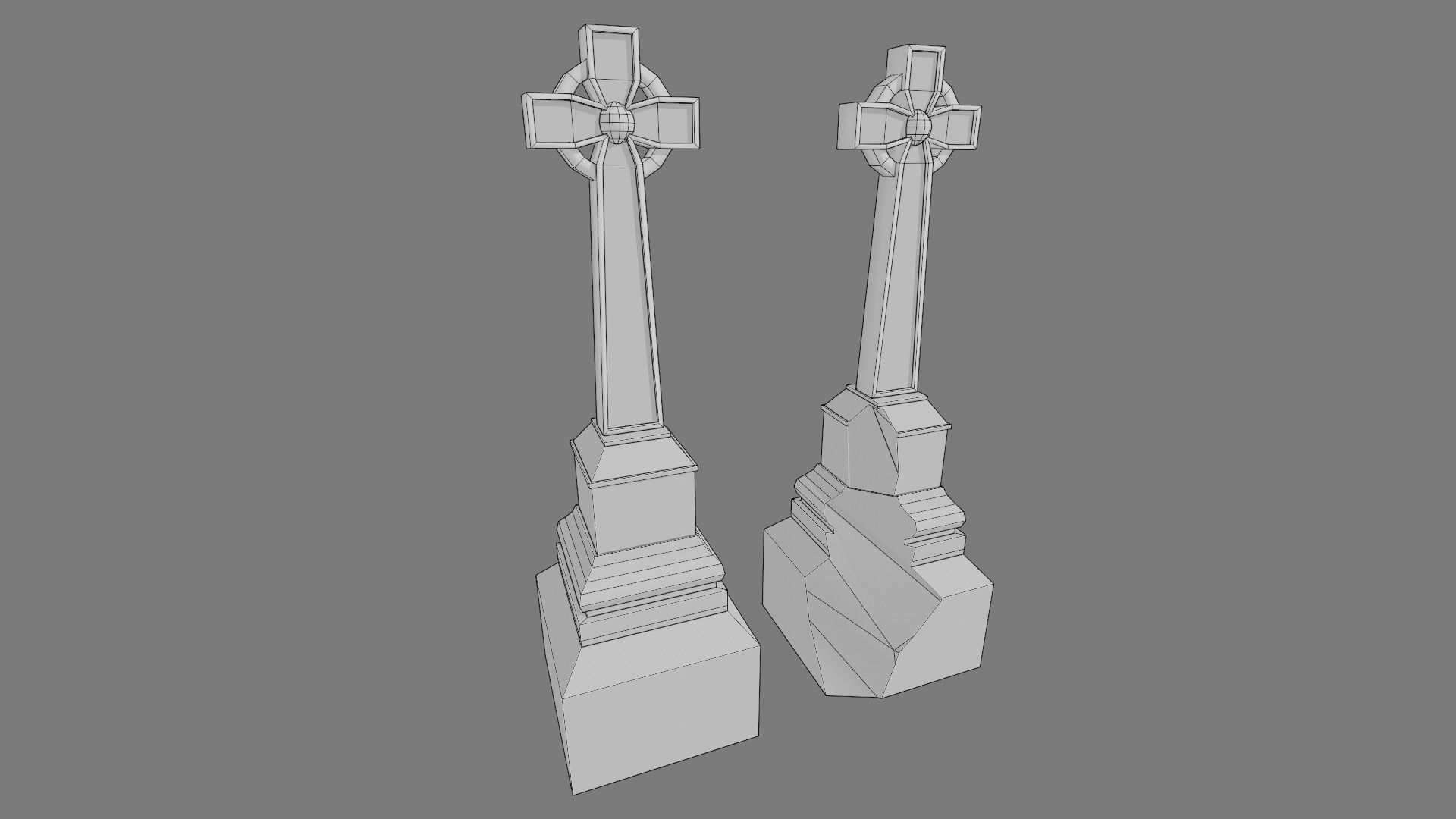 Cemetery gravestone set 2 Low-poly 3D model_14