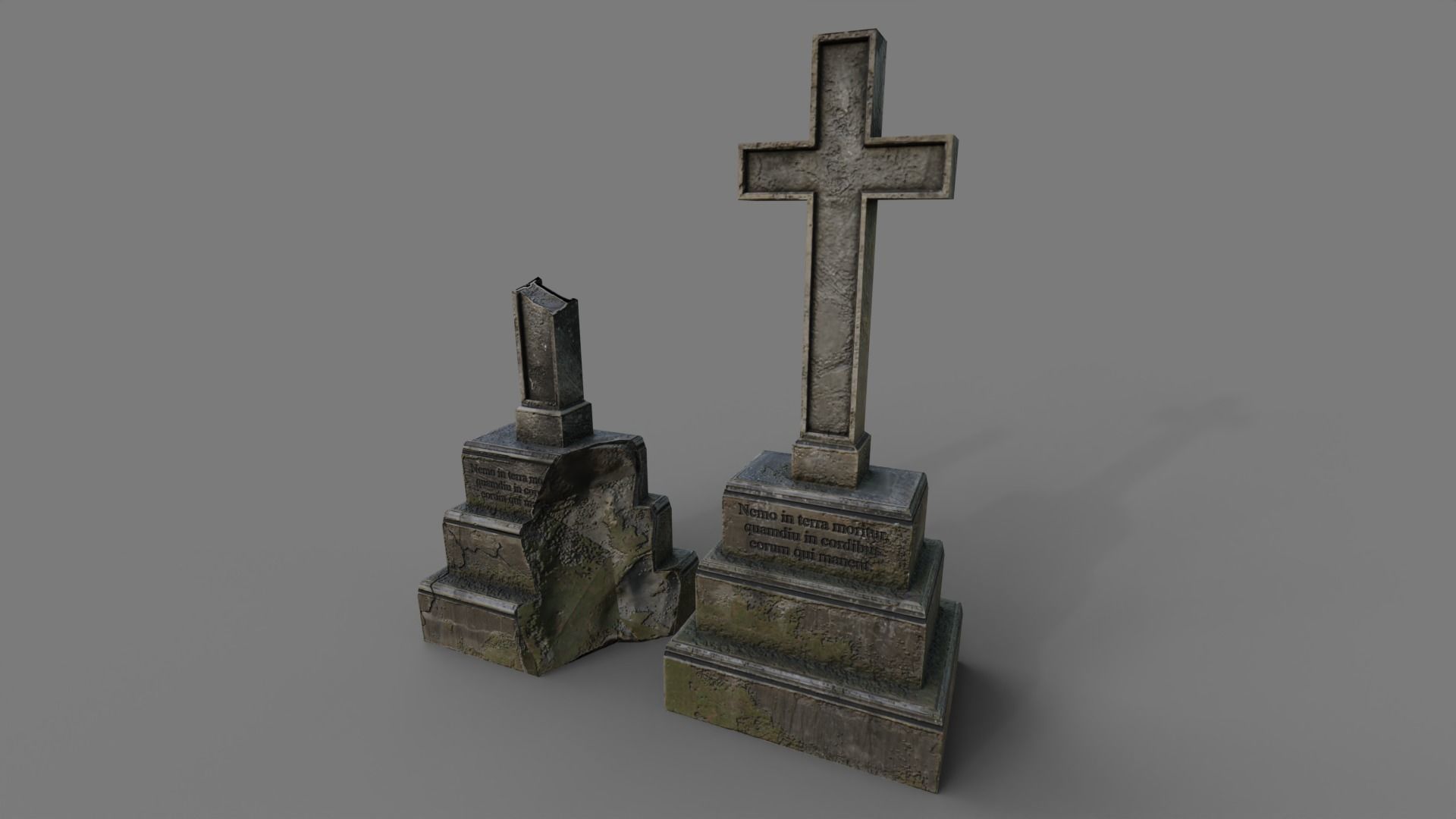 Cemetery gravestone set 2 Low-poly 3D model_15