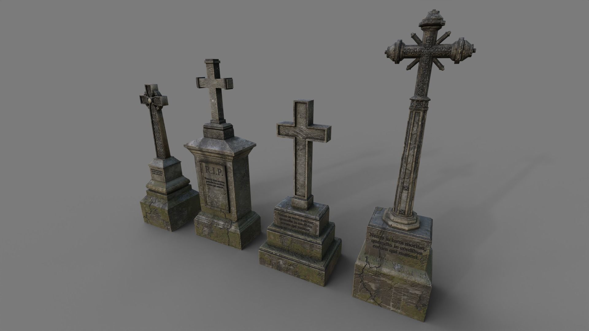Cemetery gravestone set 2 Low-poly 3D model_7