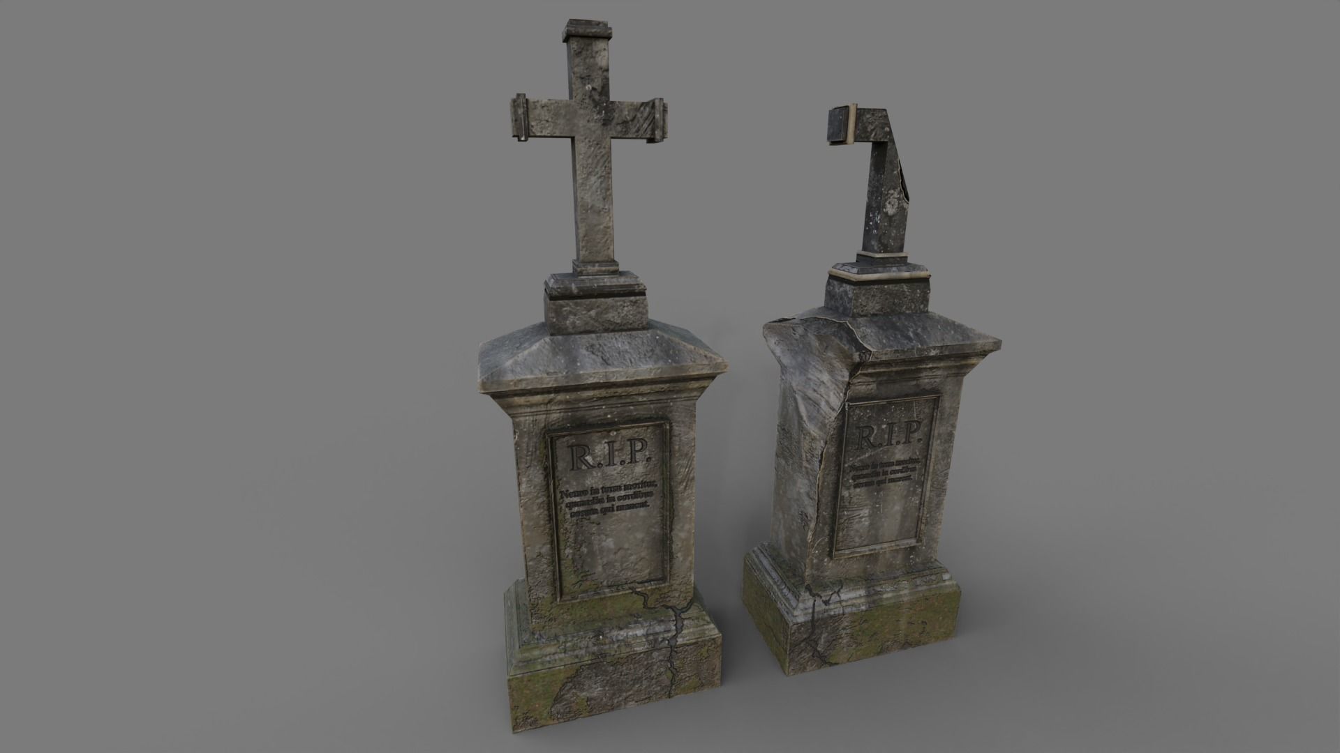 Cemetery gravestone set 2 Low-poly 3D model_17