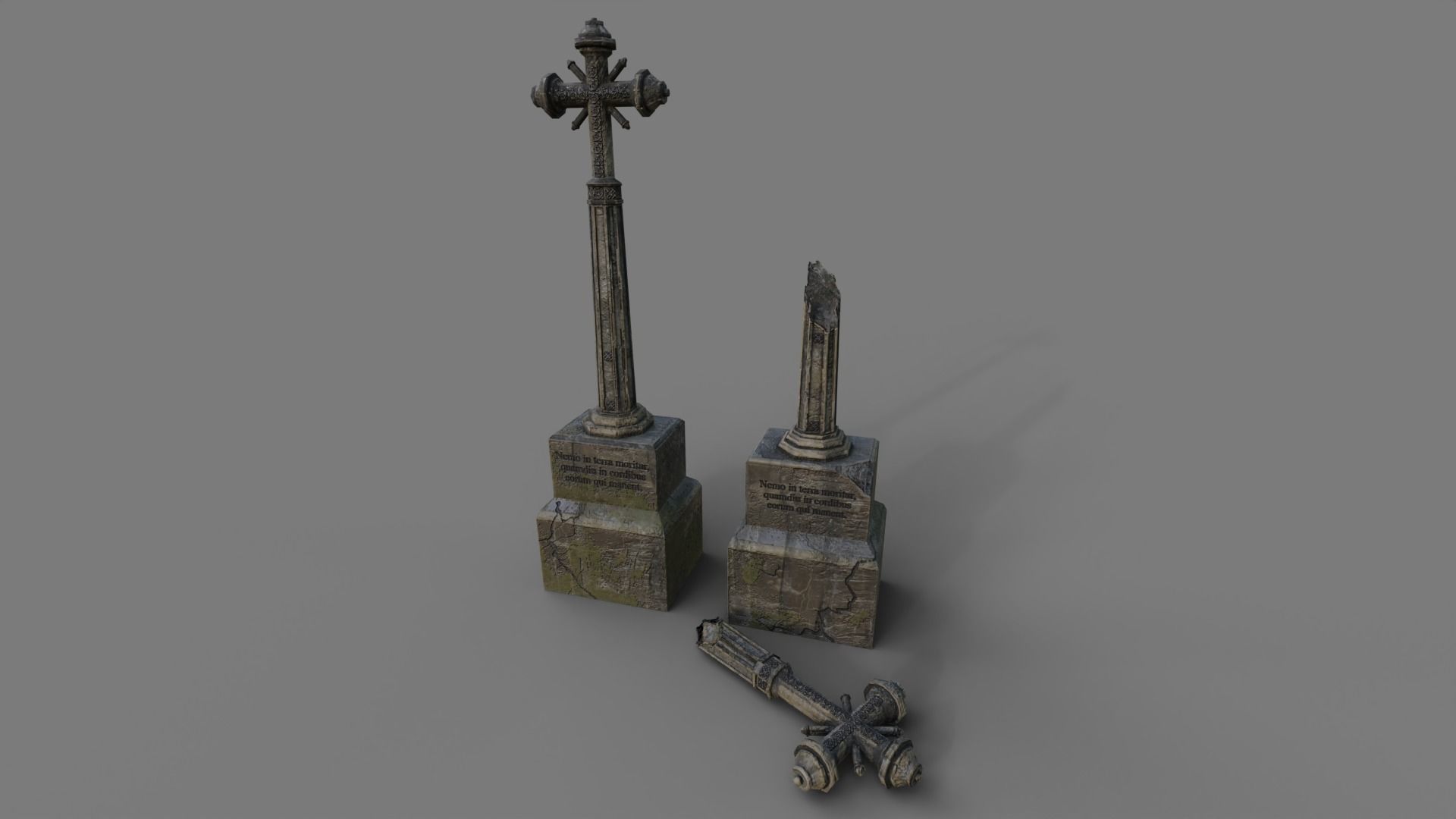 Cemetery gravestone set 2 Low-poly 3D model_19
