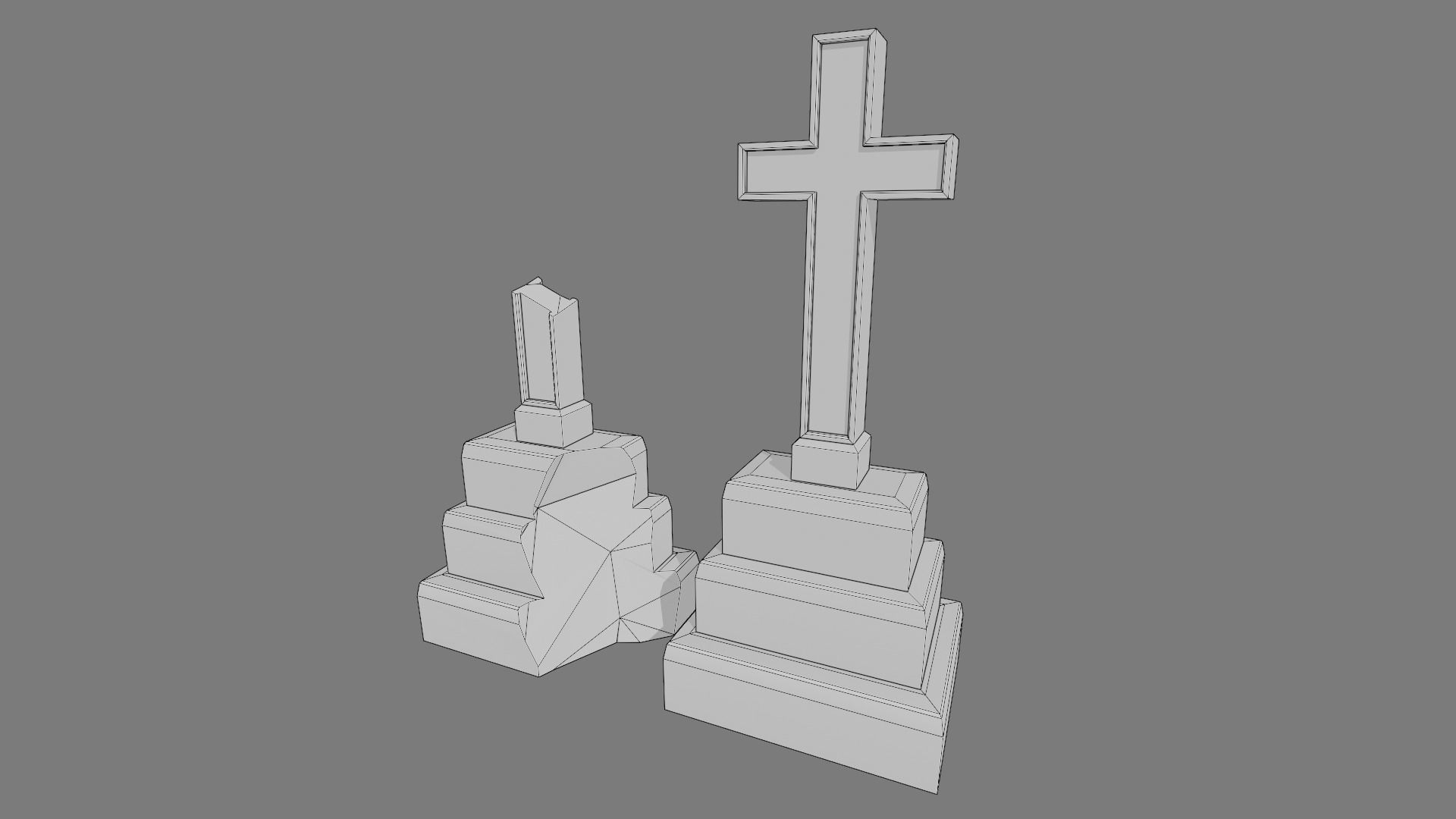 Cemetery gravestone set 2 Low-poly 3D model_16