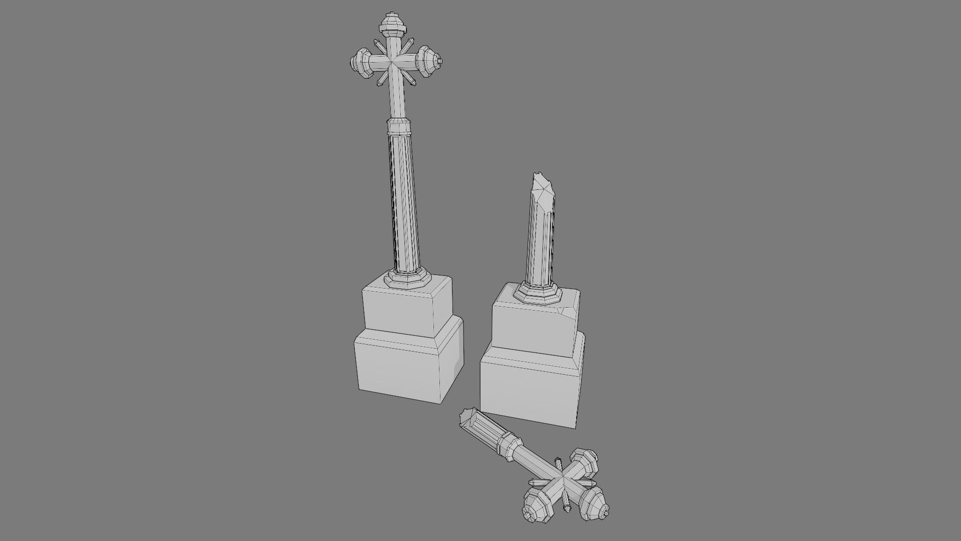 Cemetery gravestone set 2 Low-poly 3D model_20