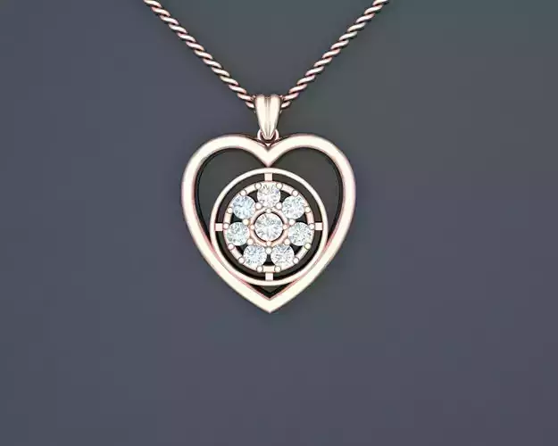 Heart Pendant diamond for Women and Man 3dm render detail 3D
