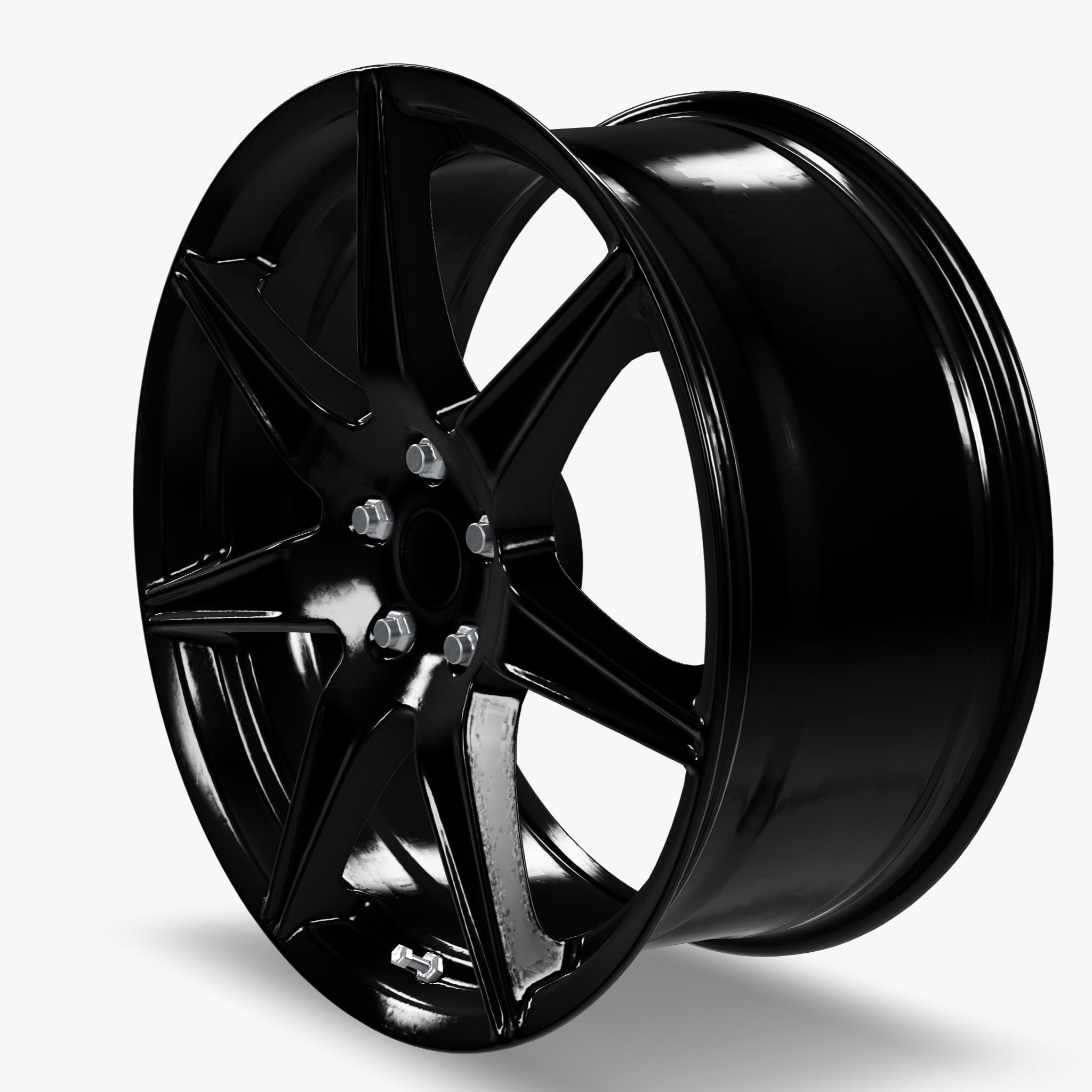 Voxx GT5 Wheel Gloss Black Mustang Low-poly 3D model_6