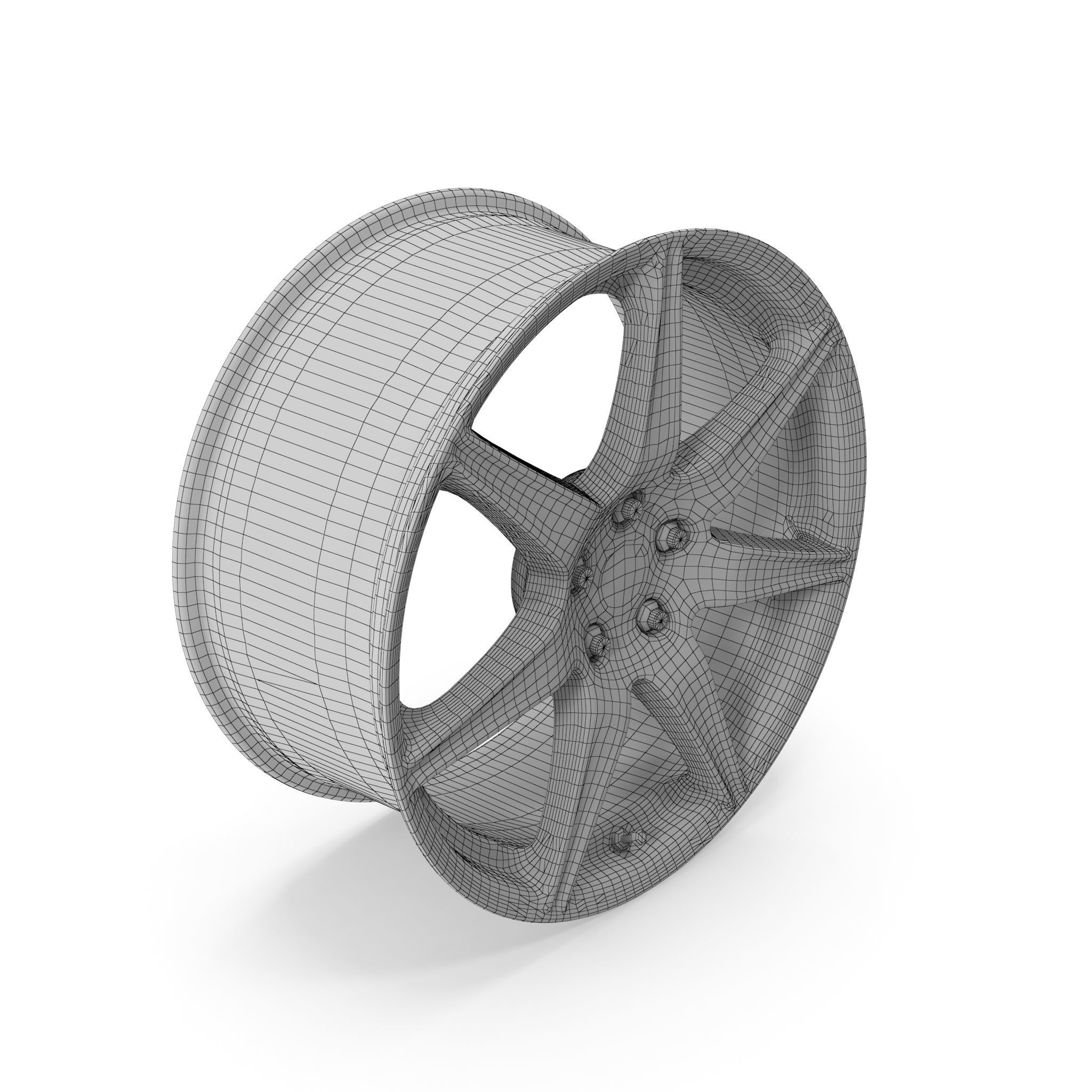 Voxx GT5 Wheel Gloss Black Mustang Low-poly 3D model_4